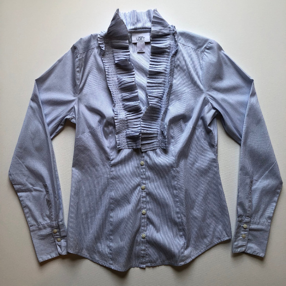 ✖️LAST CALL! LOFT Long Slv Button-Up, sz 2 - Picture 2 of 5